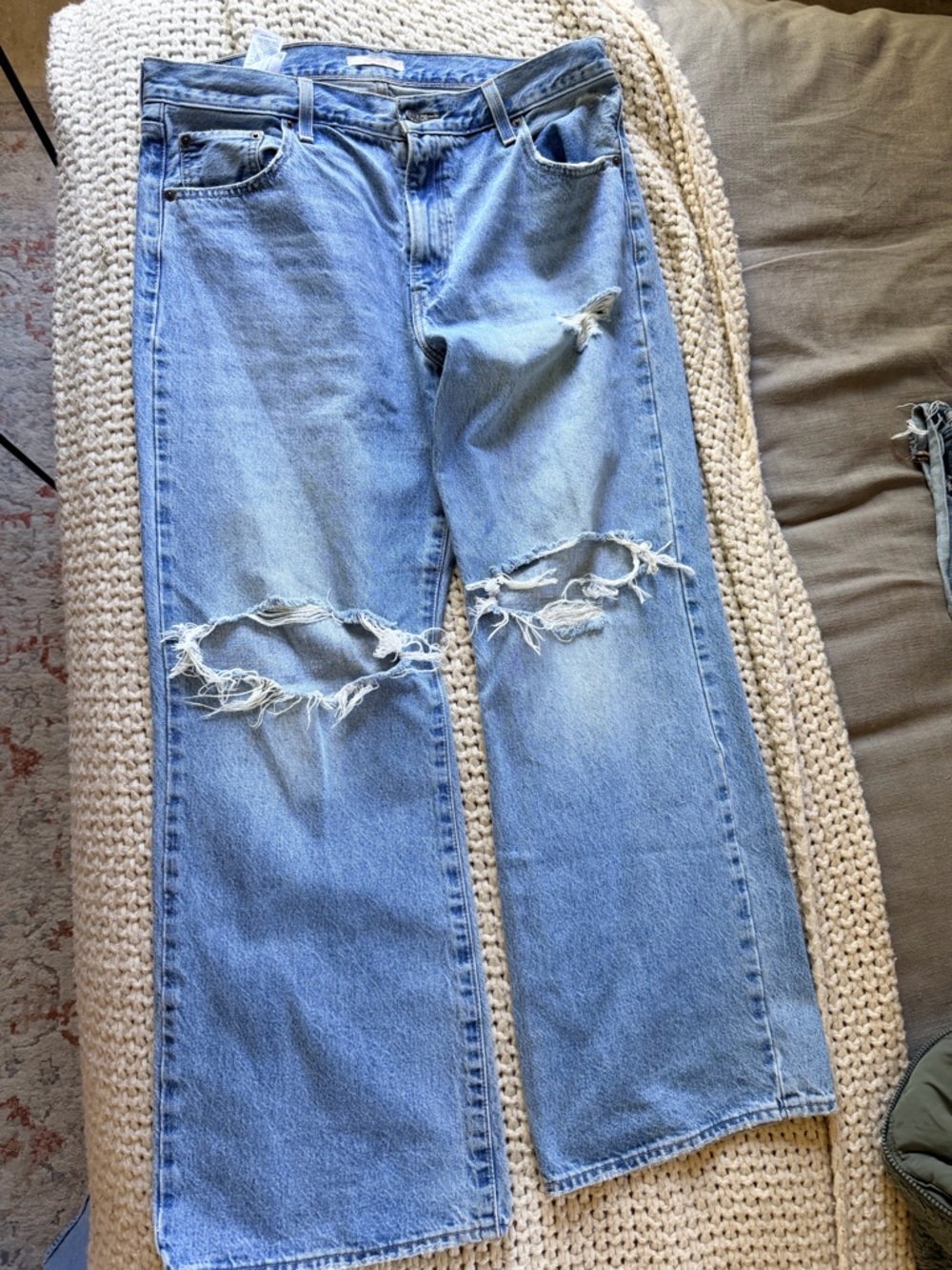 Levi's Light Blue Distressed Boot Cut Jeans